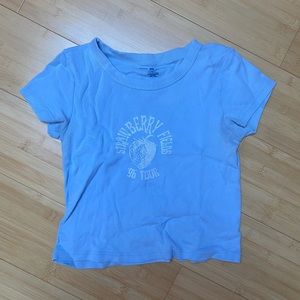 Brandy Melville Strawberry Fields Blue Baby Crop Tee